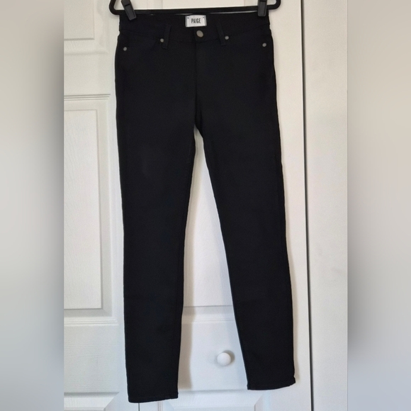 PAIGE Verdugo Ultra Skinny Jeans Black Overdye Size 28 High Rise Stretch Denim - Picture 2 of 9